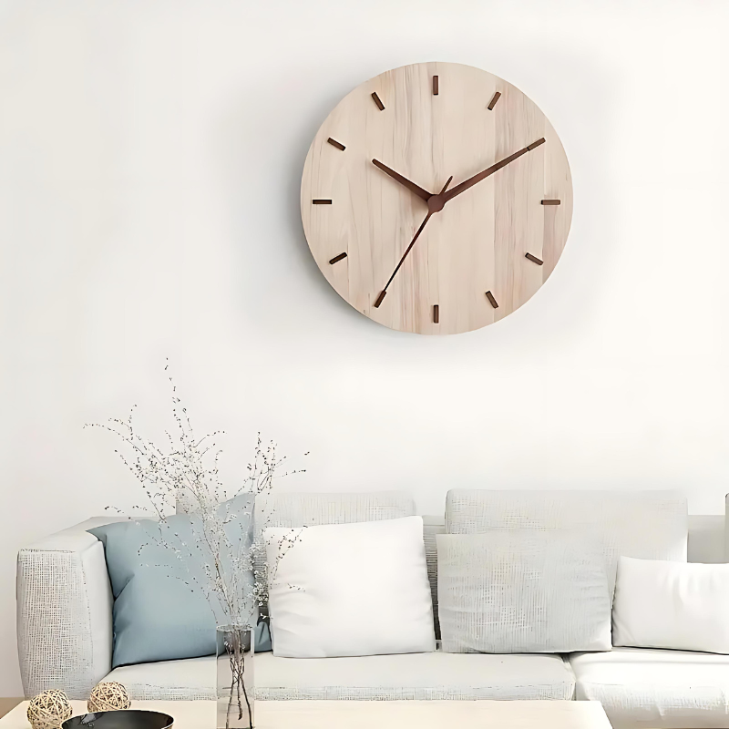 Wandklok Hout Scandinavisch Rond voor Thuis Kantoor Decor