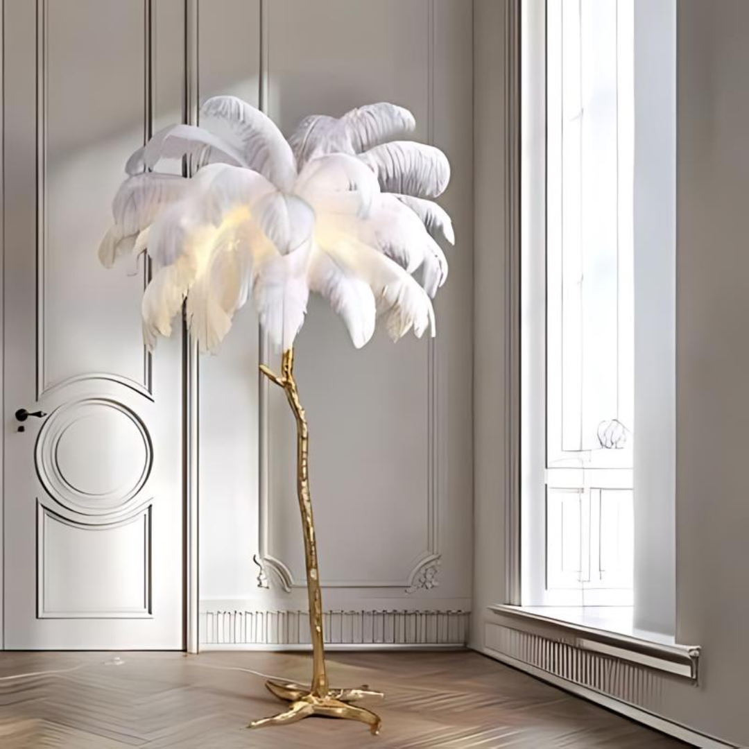 Vloerlamp met Struisvogelveren voor Woondecoratie Verlichting