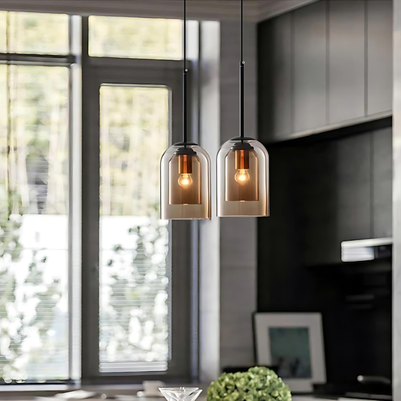 Hanglamp Midden van de Eeuw Dubbel Glas Roest Thuis