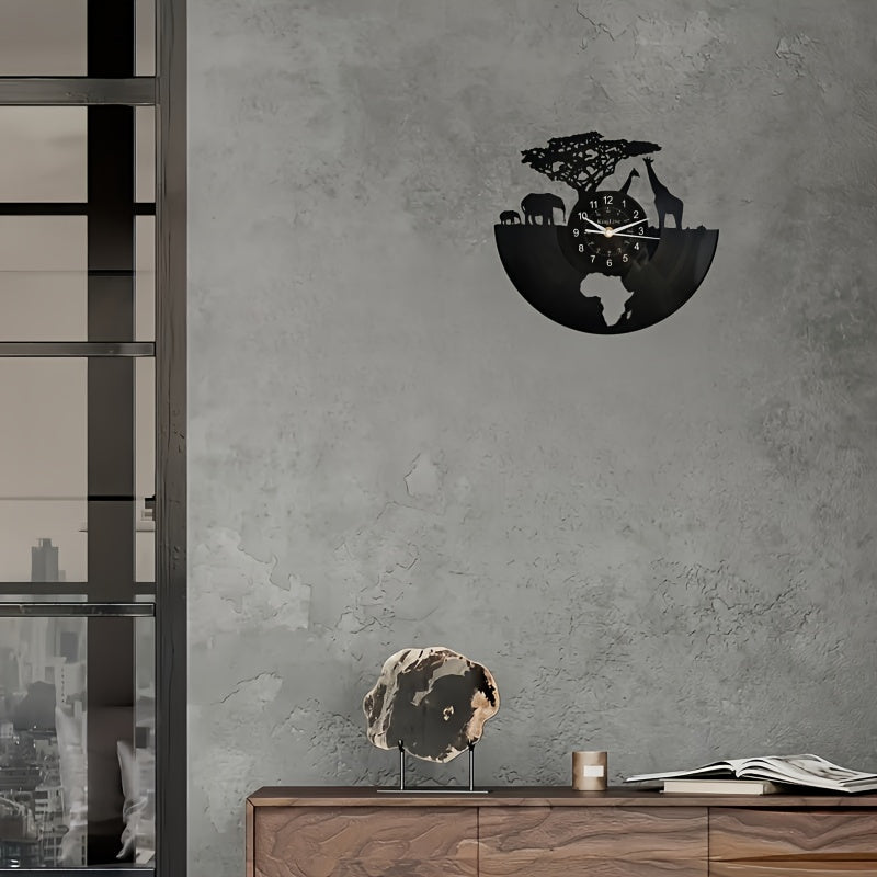Wandklok Vinyl Giraffe Ontwerp Circulair voor Huis en Kantoor