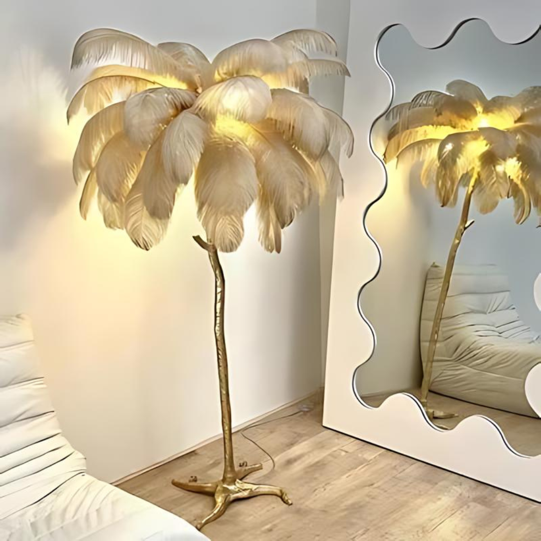 Vloerlamp met Struisvogelveren voor Woondecoratie Verlichting