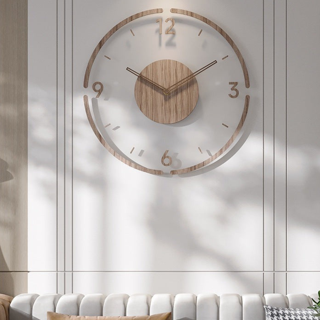 Massief Houten Wandklok Rond voor Thuis en Kantoor