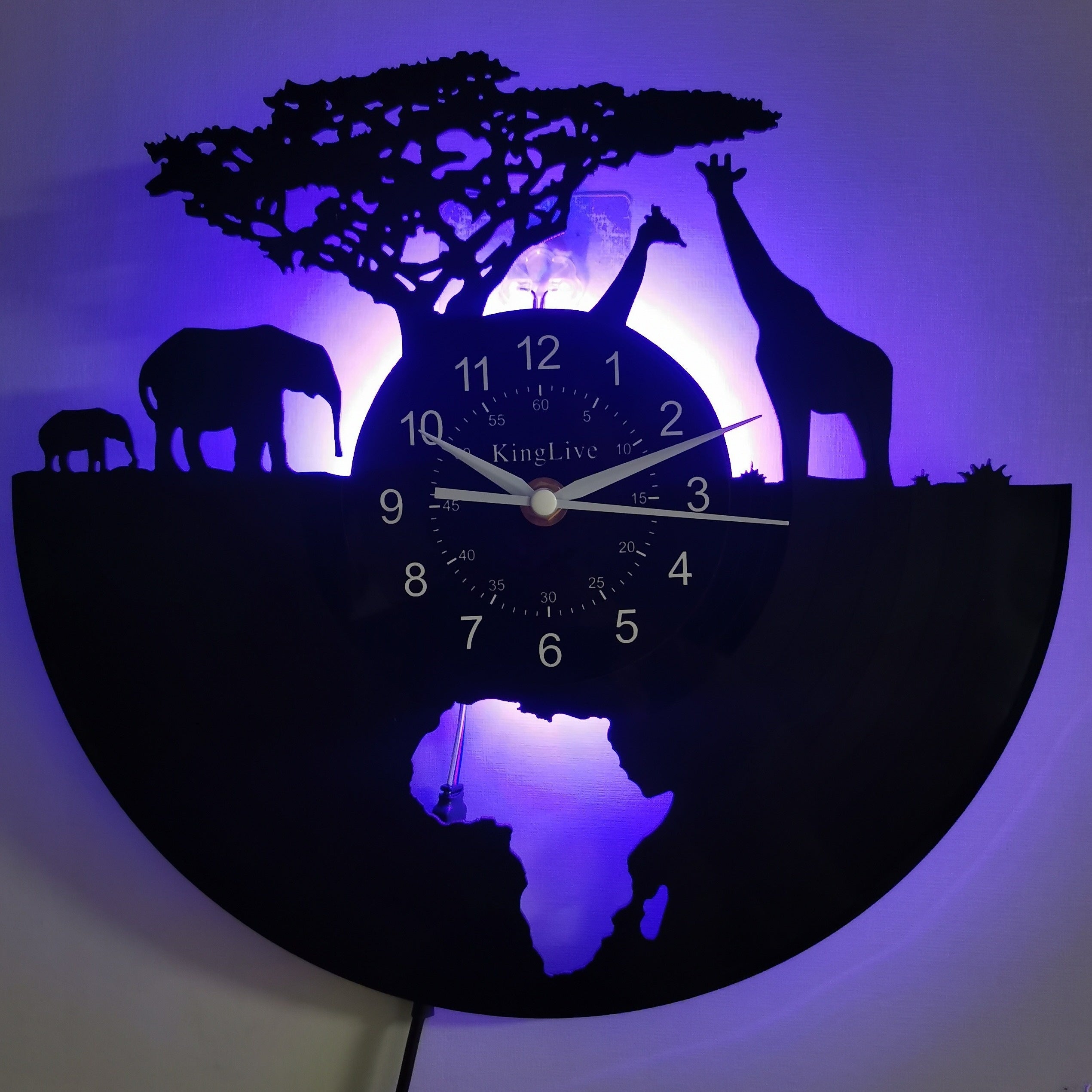 Wandklok Vinyl Giraffe Ontwerp Circulair voor Huis en Kantoor