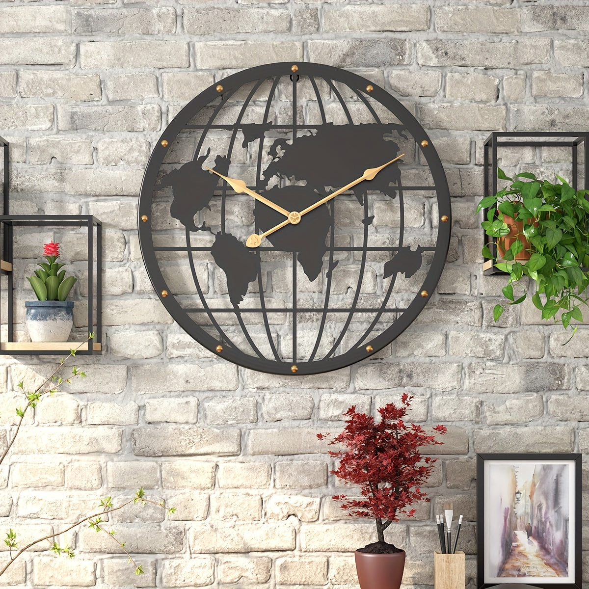 Wandklok 40 cm met Gouden Cijfers Circular Decoratief