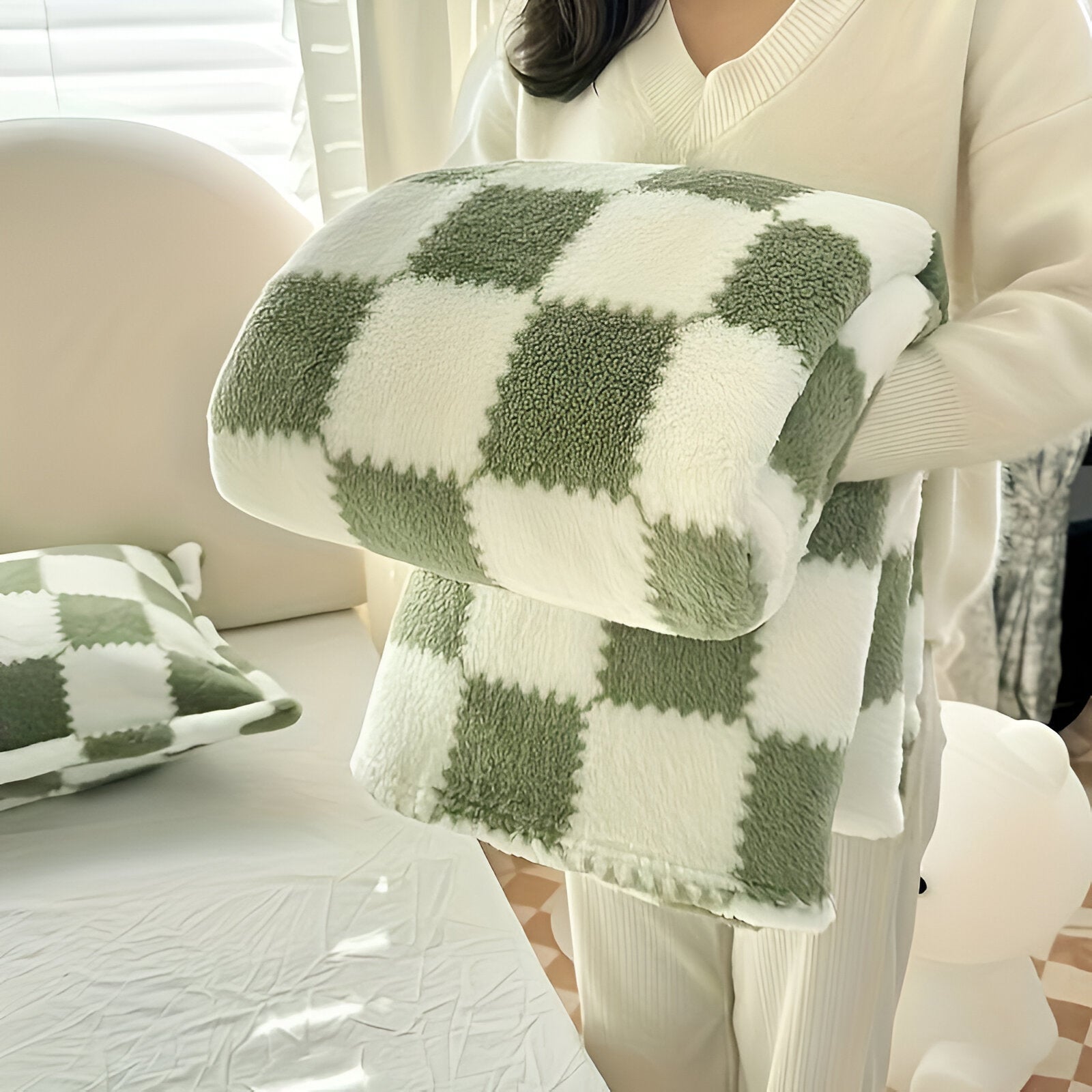 Fleece Deken Ruitpatroon Woondecoratie