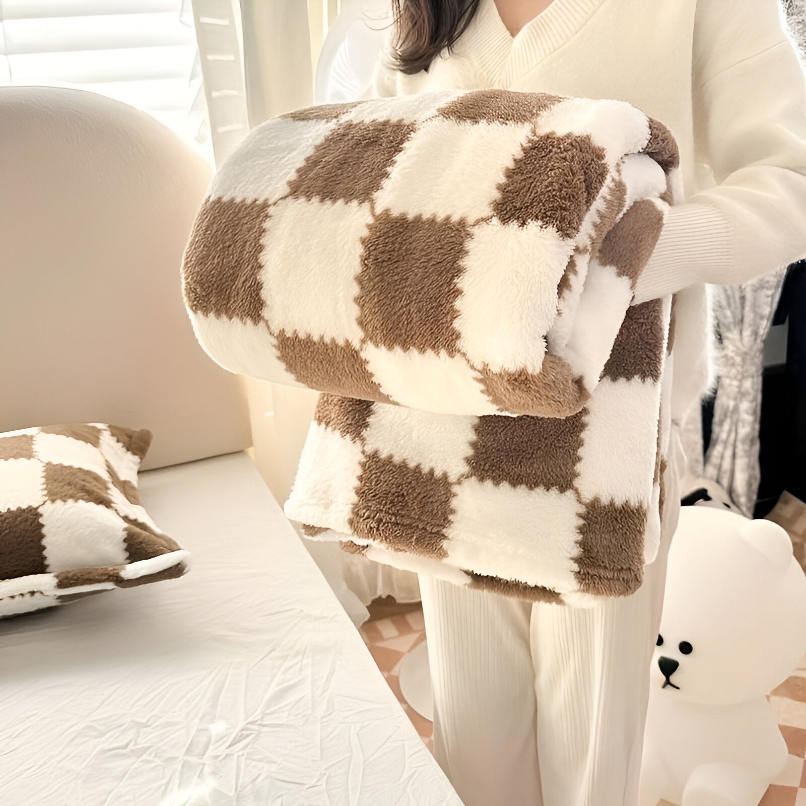 Fleece Deken Ruitpatroon Woondecoratie