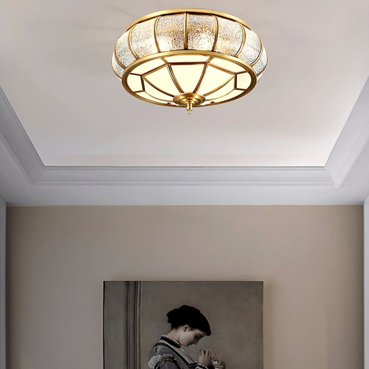 Ronde Plafondlamp Textuurglas Flush Mount LED Verlichting