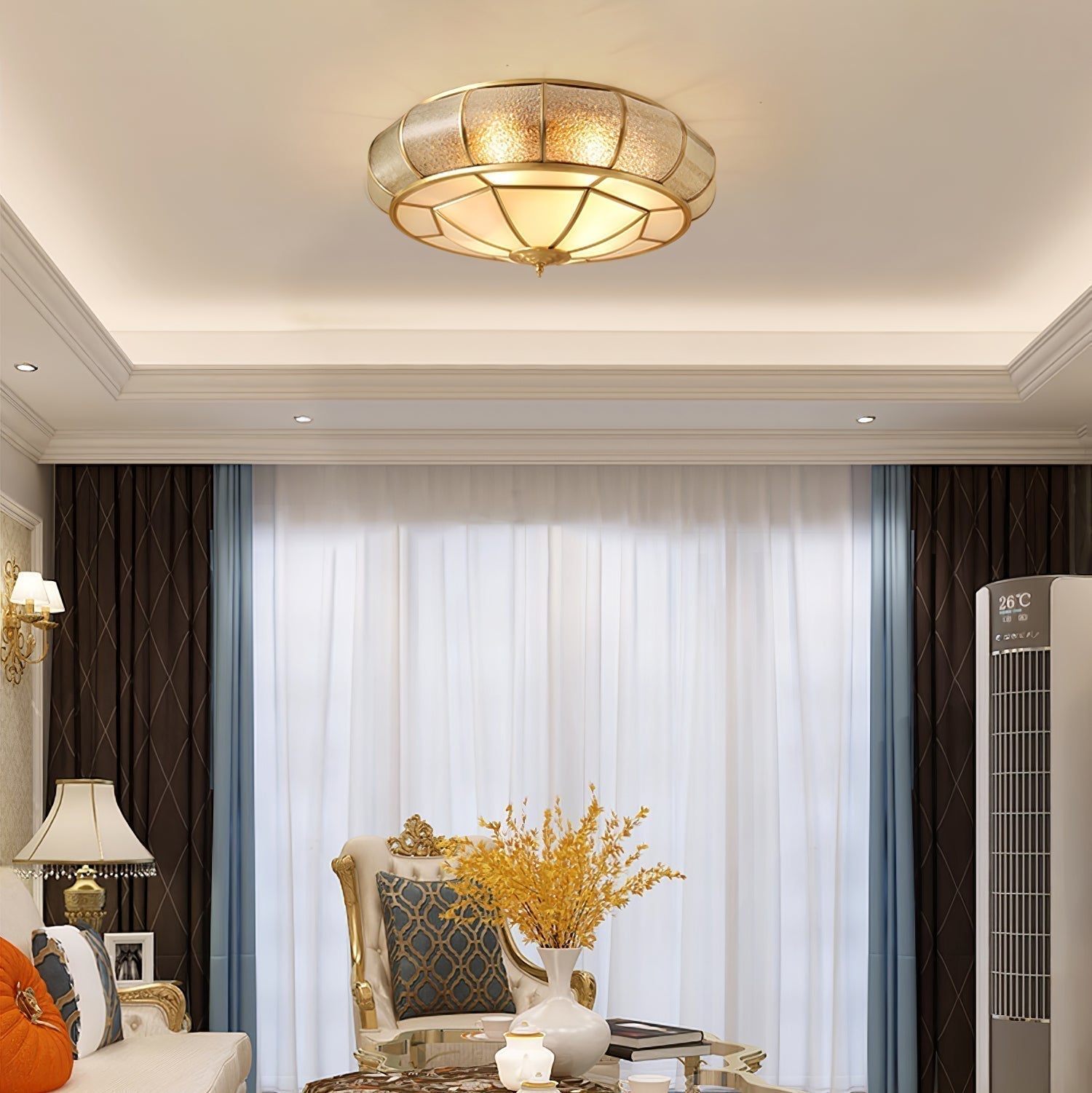 Ronde Plafondlamp Textuurglas Flush Mount LED Verlichting