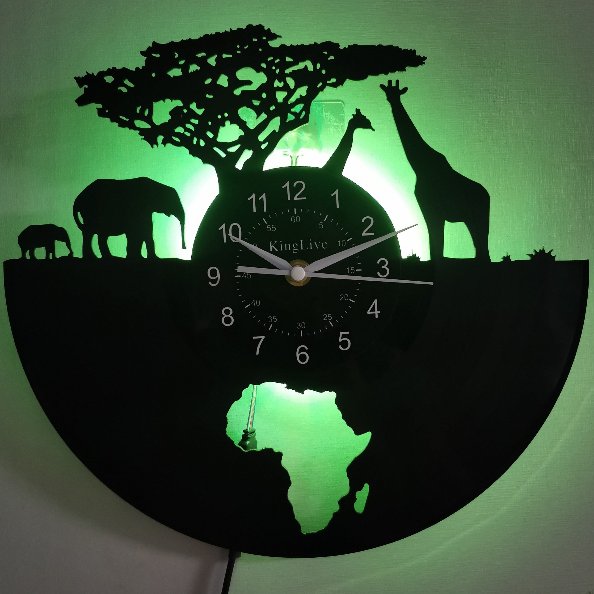 Wandklok Vinyl Giraffe Ontwerp Circulair voor Huis en Kantoor