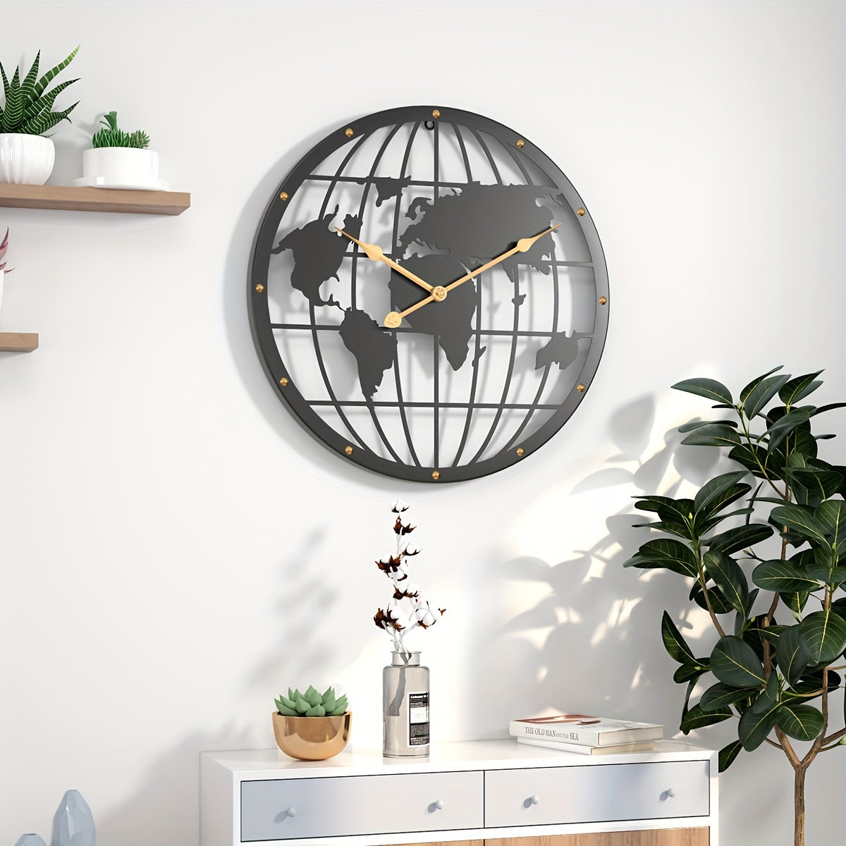 Wandklok 40 cm met Gouden Cijfers Circular Decoratief