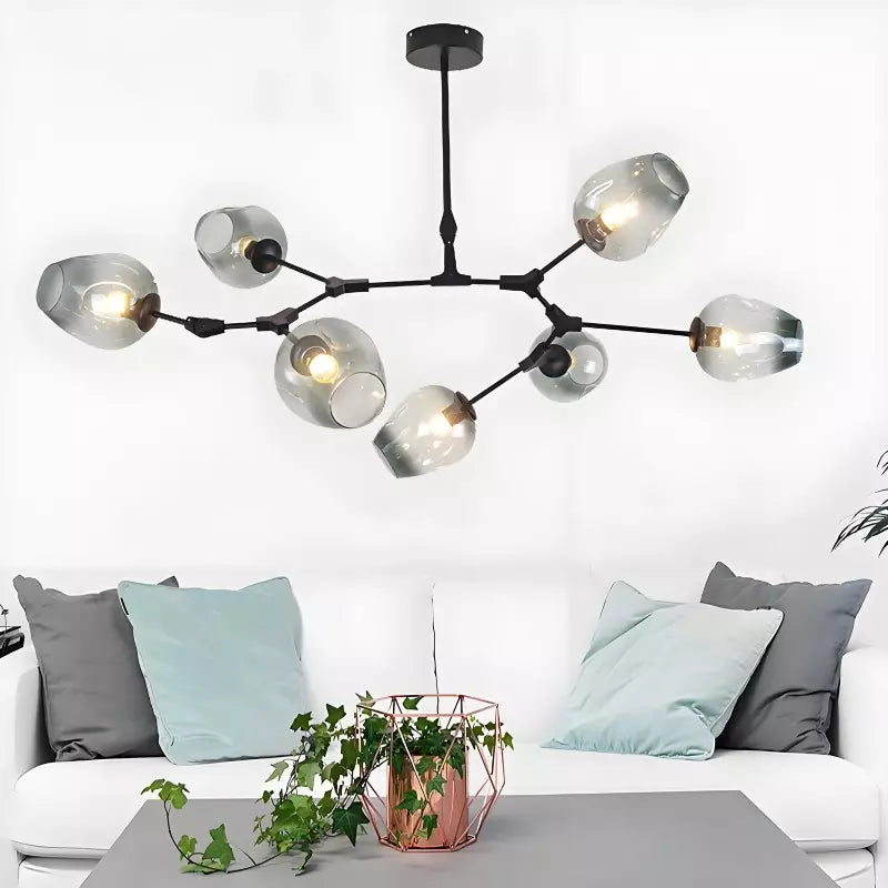 Hanglamp met Aanpasbare Hoogte en Glazen Kappen