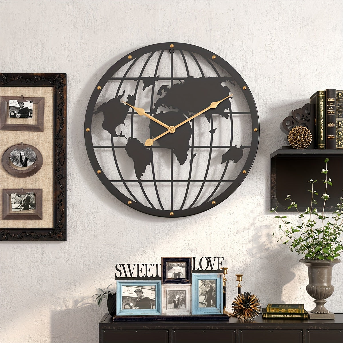 Wandklok 40 cm met Gouden Cijfers Circular Decoratief