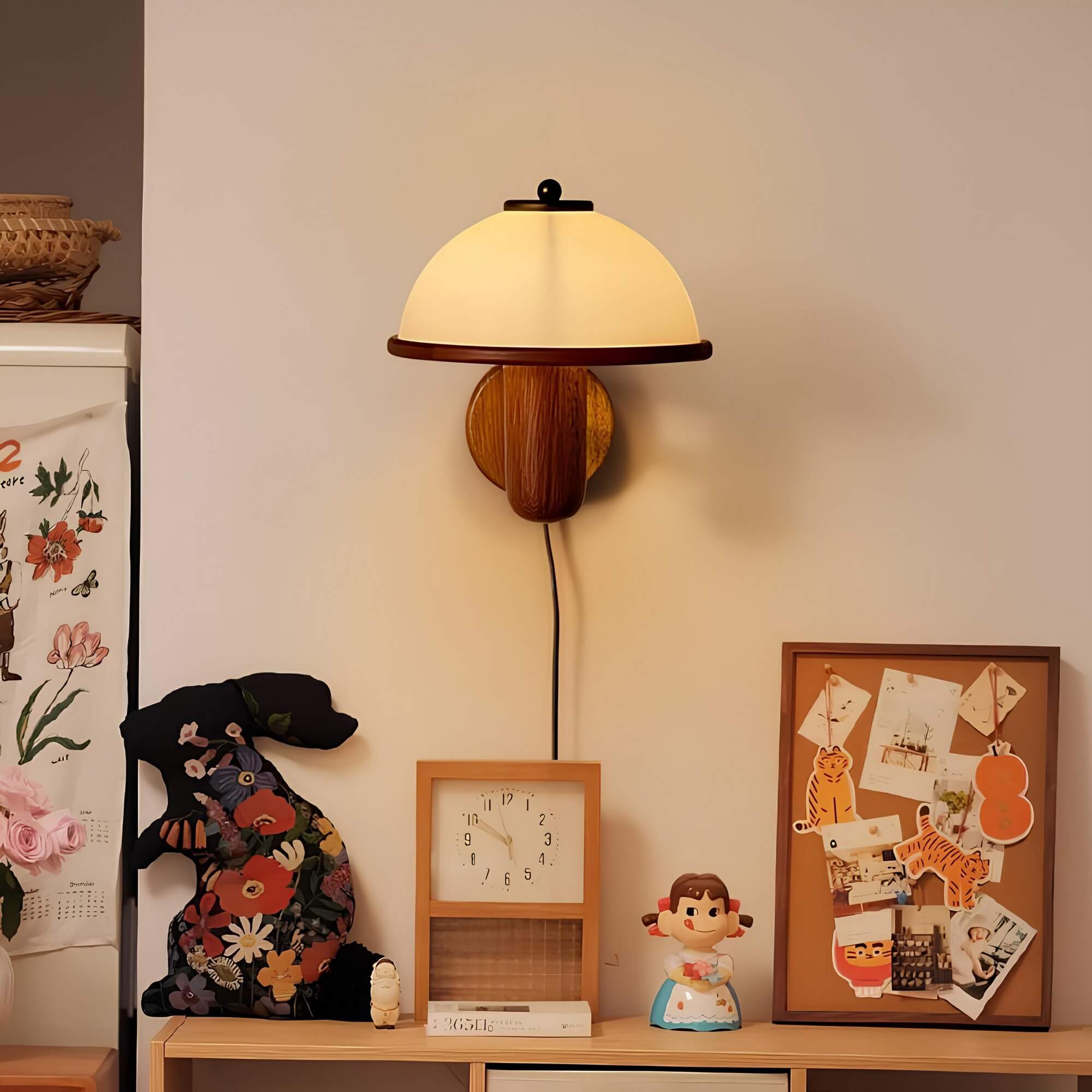 Houten Paddenstoel Wandlamp Sfeerverlichting Woondecoratie