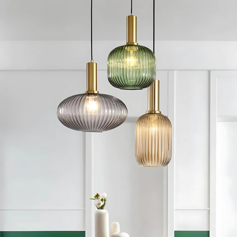 Ribbelglas Hanglamp LED voor Thuis en Kantoor Decor