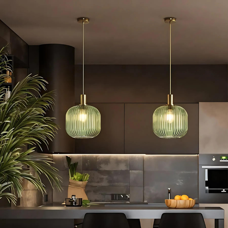 Ribbelglas Hanglamp LED voor Thuis en Kantoor Decor