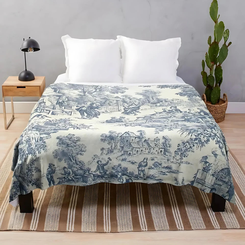 Toile de Jouy Dekentje voor Woondecoratie en Leefruimtes