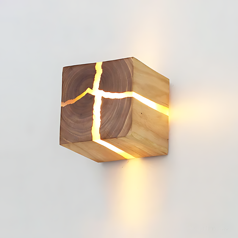 Wandlamp Massief Hout Handgemaakt Rustiek Verlichting