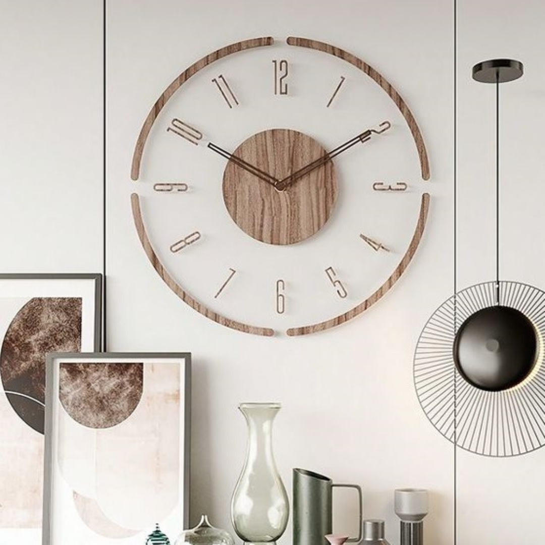 Massief Houten Wandklok Rond voor Thuis en Kantoor