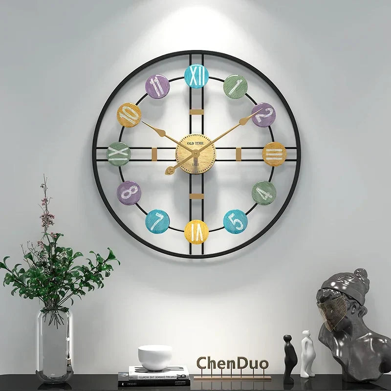 Vintage Metalen Wandklok Rond voor Thuis en Kantoor Decor