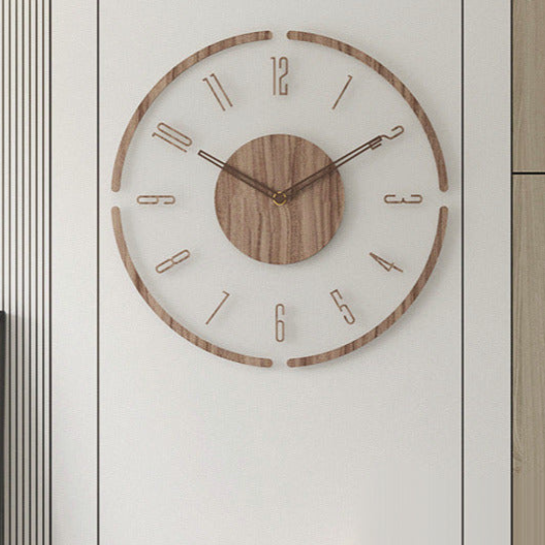 Massief Houten Wandklok Rond voor Thuis en Kantoor