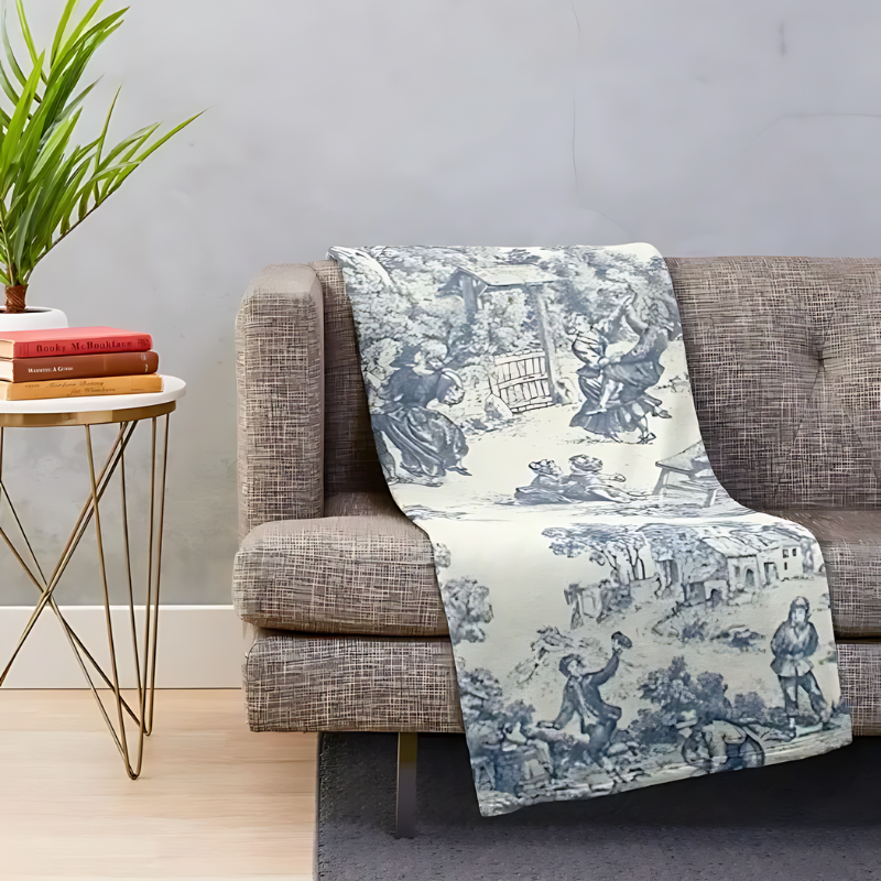 Toile de Jouy Dekentje voor Woondecoratie en Leefruimtes