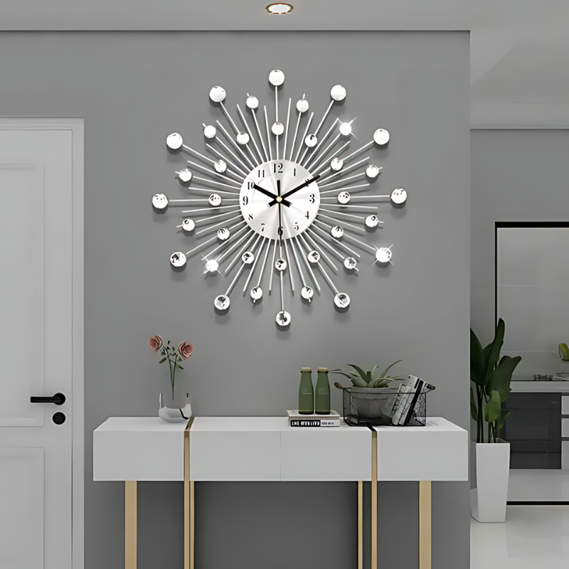 Wandklok Kristallen Rond voor Woondecoratie Kantoor