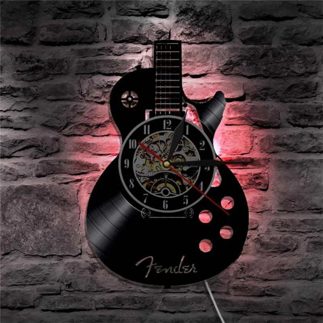 Guitar Wall Clock Vinyl Vorm Woondecoratie Muurbewaking