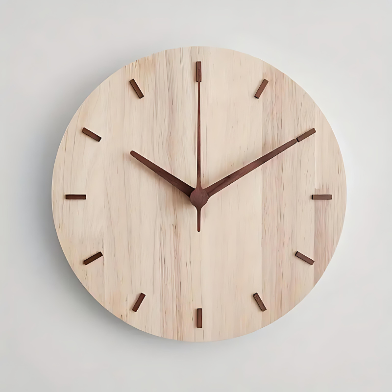 Wandklok Hout Scandinavisch Rond voor Thuis Kantoor Decor