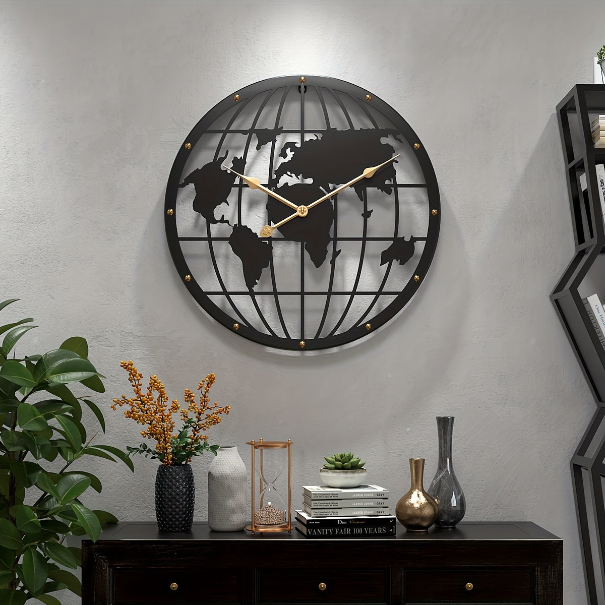Wandklok 40 cm met Gouden Cijfers Circular Decoratief