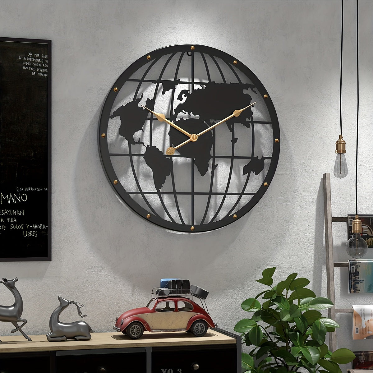 Wandklok 40 cm met Gouden Cijfers Circular Decoratief