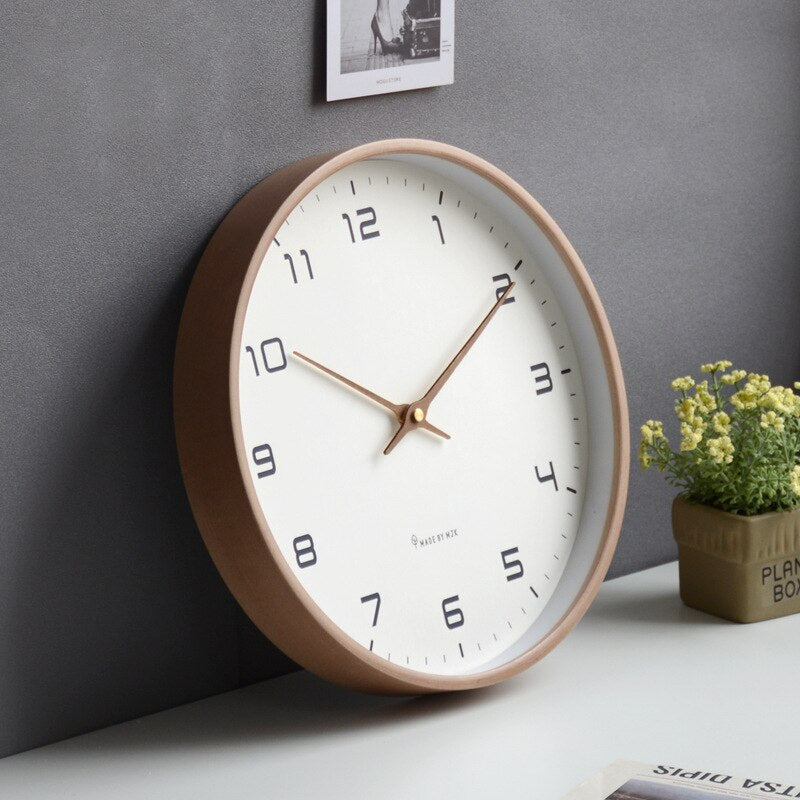 Ronde Houten Wandklok Minimalistische Woondecoratie