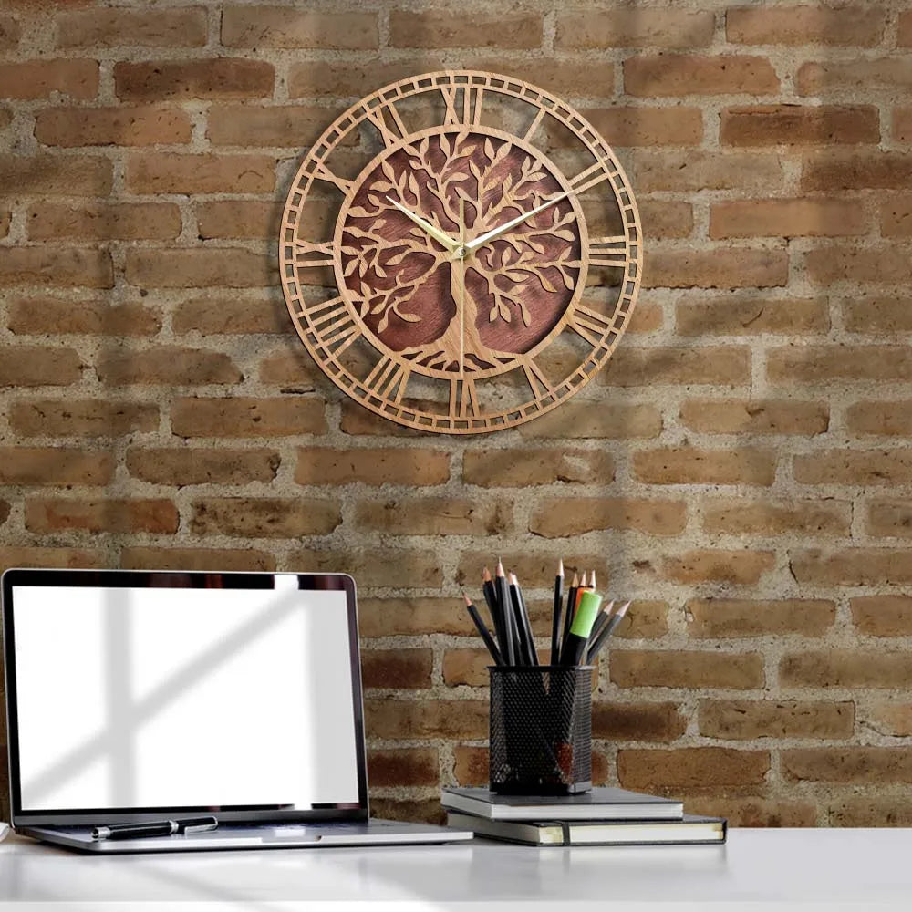 Wandklok Hout Vintage Ronde Klok Decoratie Thuis Kantoor
