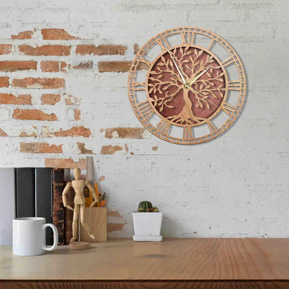 Wandklok Hout Vintage Ronde Klok Decoratie Thuis Kantoor