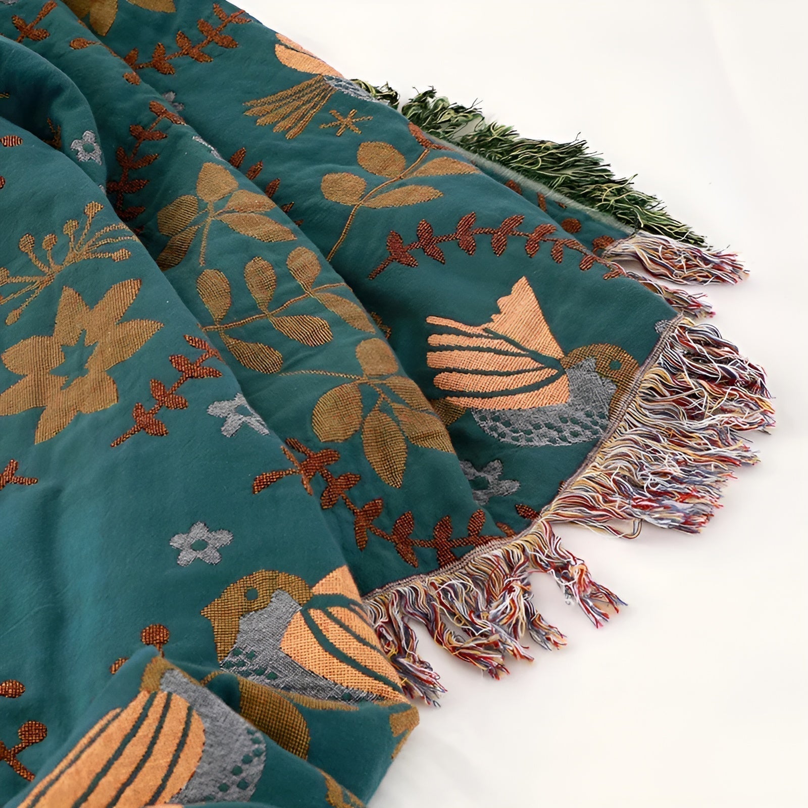 Omkeerbare Deken Boho Vogel- en Bloemenpatroon Woondecoratie