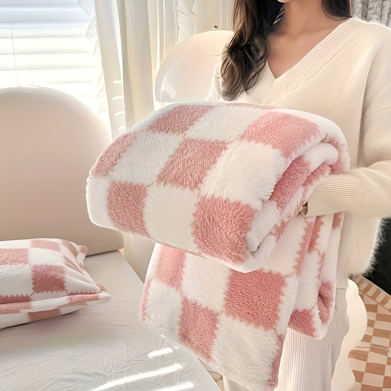 Fleece Deken Ruitpatroon Woondecoratie