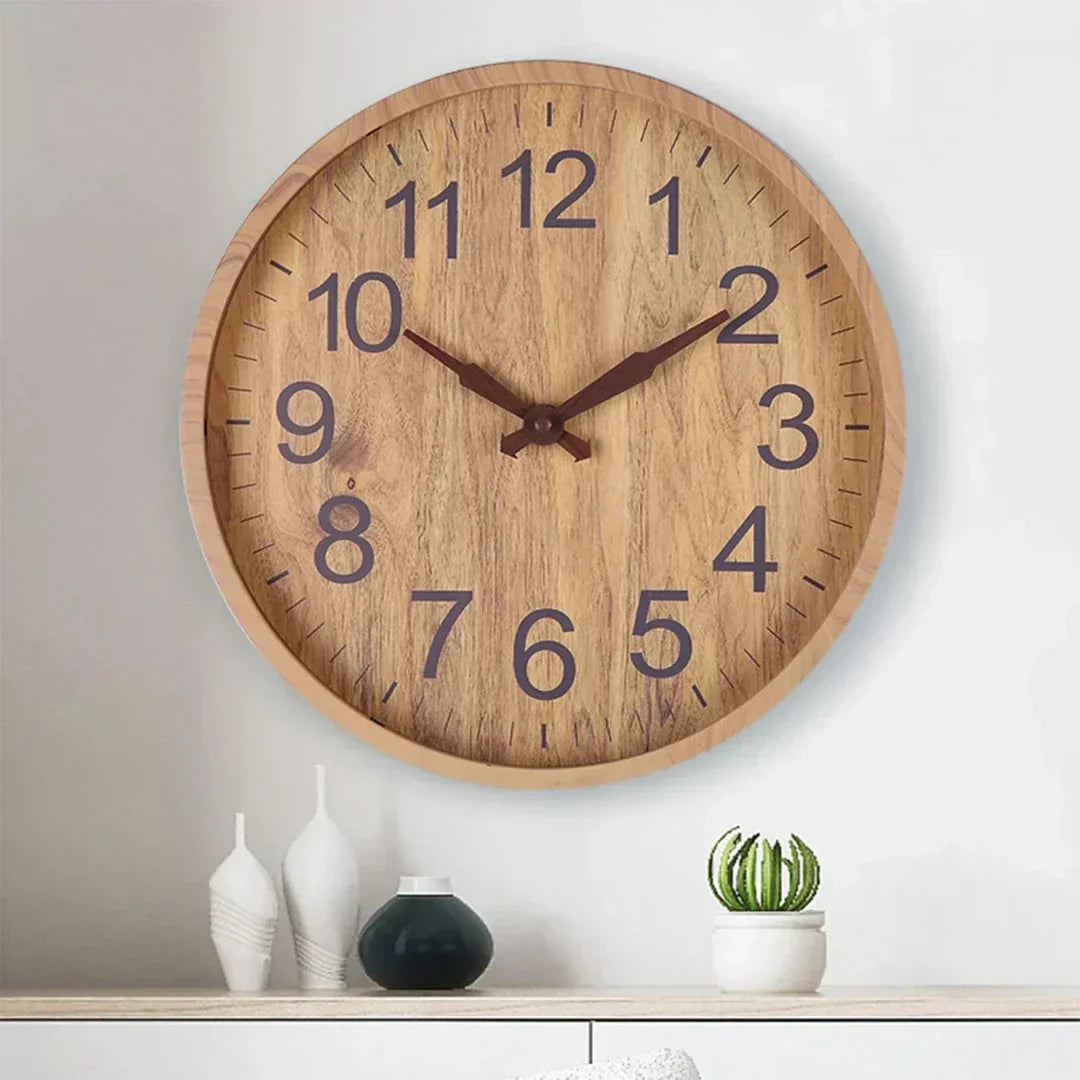 Houten Wandklok Circular Tijdpiece voor Thuis en Kantoor
