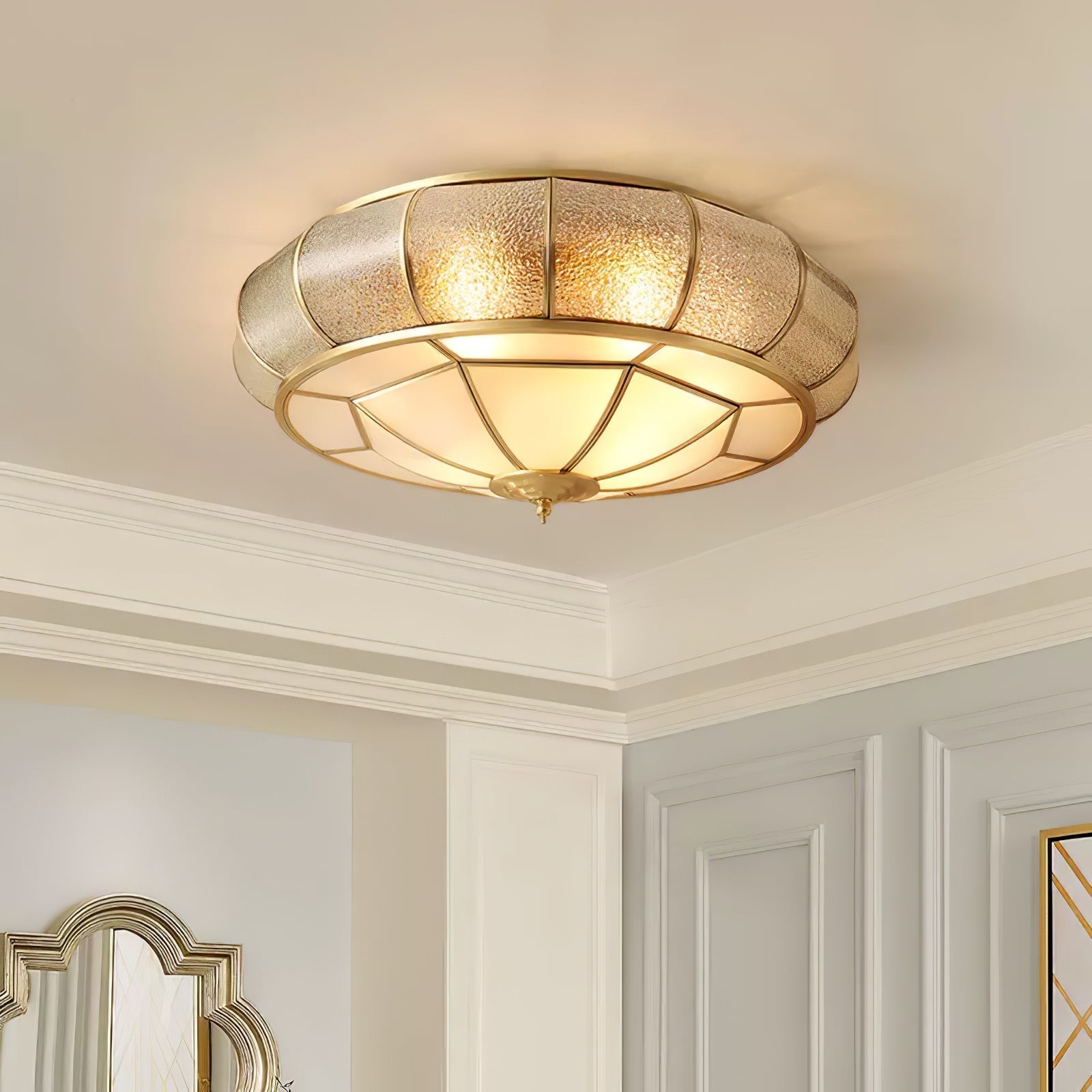 Ronde Plafondlamp Textuurglas Flush Mount LED Verlichting