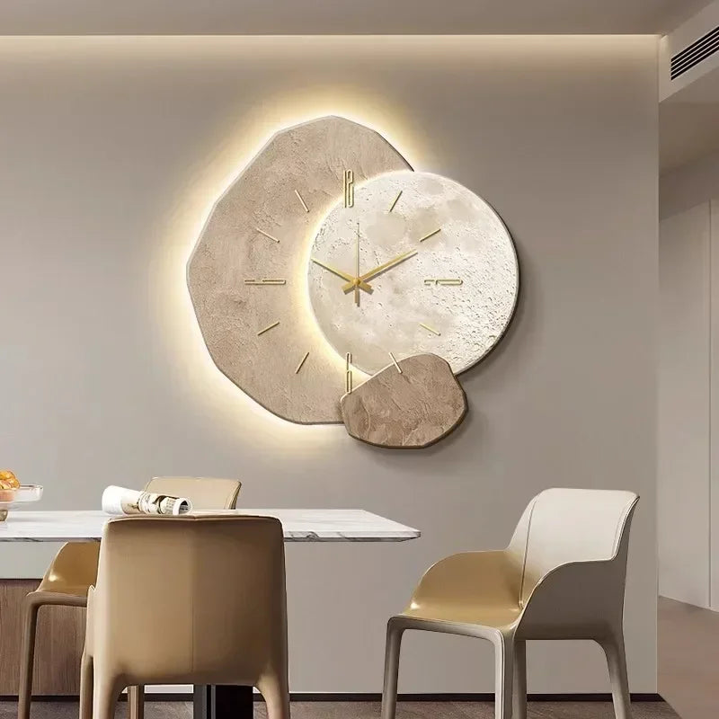 Houten Wandklok met USB Lamp voor Thuis Kantoor Decoratie