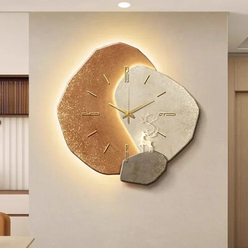 Houten Wandklok met USB Lamp voor Thuis Kantoor Decoratie