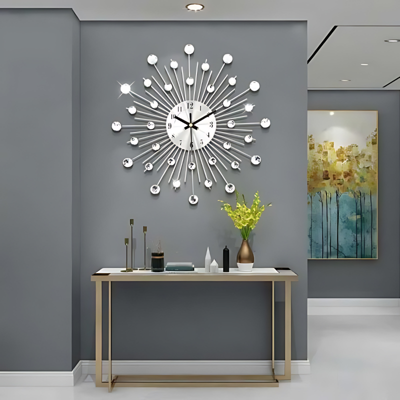 Wandklok Kristallen Rond voor Woondecoratie Kantoor