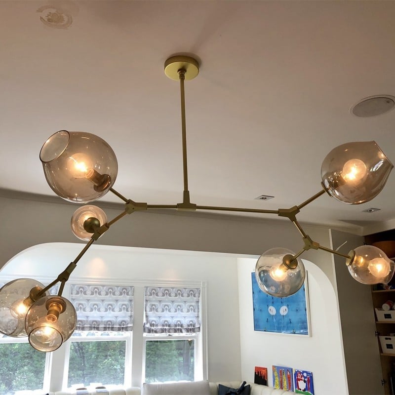 Hanglamp met Aanpasbare Hoogte en Glazen Kappen
