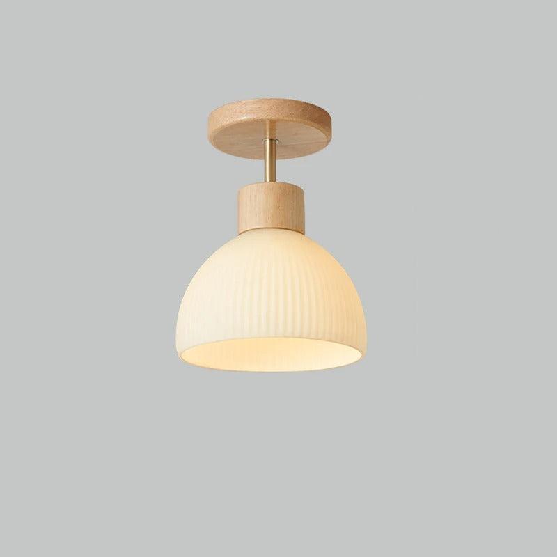 Japanse Houten Plafondlamp met Grasontwerp Flush Mount LED Ceiling Light