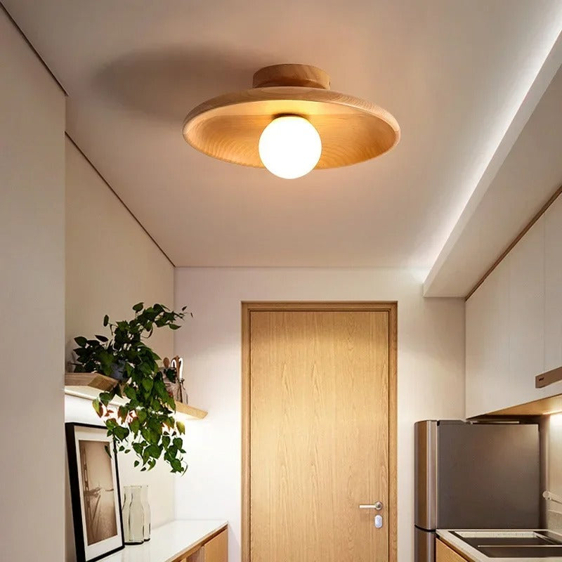 Houten Plafondlamp Flush Mount LED Verlichting