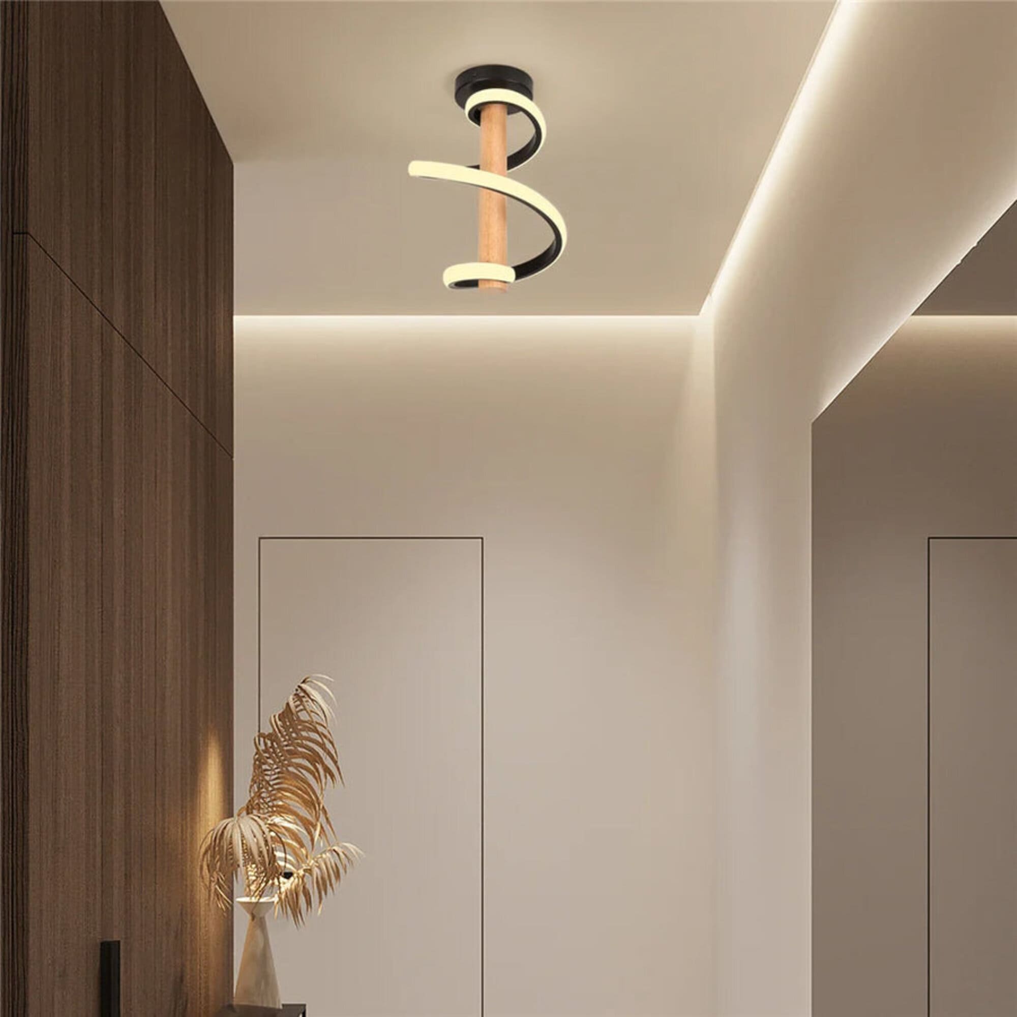 Rustieke Houten Flush Mount Plafondlamp LED